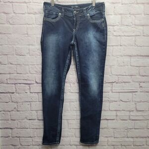 Silver Jeans Suki Skinny Mens Mid Rise 32x31 Tapered Leg Slim Fit‎ Distressed